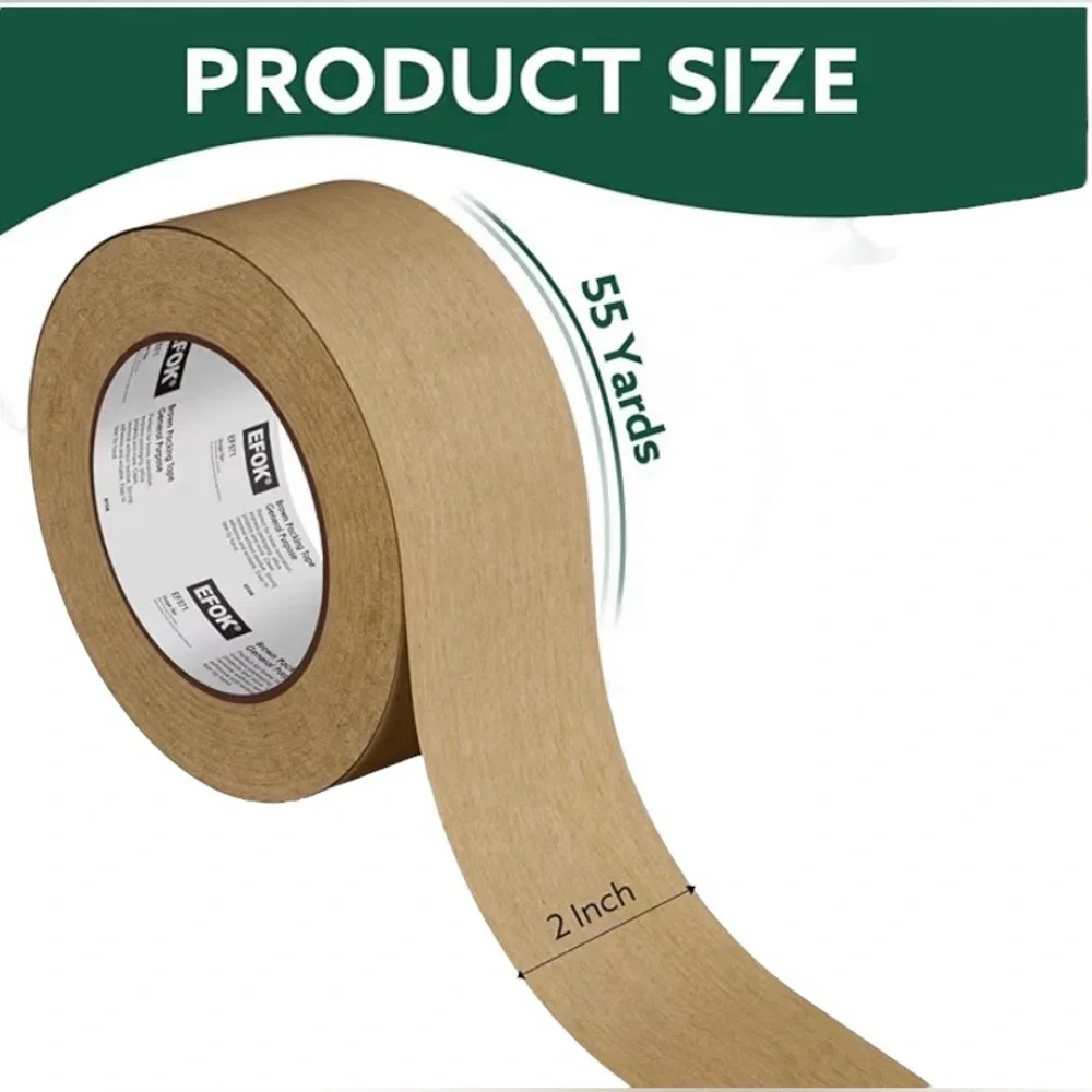 Kraft Paper Packaging Tape One Roll 2 Inch x 55 Yards